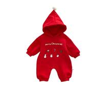 Pagliaccetto Neonato Invernale Tutina Babbo Natale Tuta Inter Jumpsuit Cappellino Maglione In Pile Gemelli Indumenti Da Notte Tutine Neonato Maniche Lunghe Per 3-24 Mesi Regalo Natale