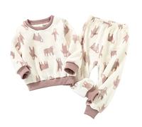 Pagliaccetto Neonato Ragazze Stampe Pigiameria Top Pantaloni 2 PZ Abiti Abbigliamento Set Ragazze Maglione, beige., 5-6 Jahre