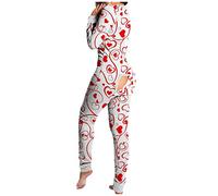 Pagliaccetto Pigiama Donna Curvy Hot per Sesso Pigiama Intero con Apertura Aderente Tuta Pigiama Sexy con Scollo a V Pigiama Intero Invernale a Maniche Lunghe Taglie Forti Lingerie Apertura