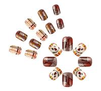 Pagliaccio festivo Fiore Unghie Arte Set Da Incollare Per Il Ringraziamento Consigli Francesi Per Imprimere Unghie Accessori Manicure