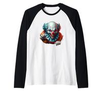 Pagliaccio spaventoso raccapricciante Halloween Costume Art Maglia con Maniche Raglan