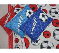 Pago Poco Completo Letto Singolo Disegno SQUADRE Di CALCIO Rosso-Nero-Azzurro-Bianco Celeste 100% Cotone In Fibra Naturale MADE IN ITALY ..Misure MAXI Novità 2022!!!! (Nero-Azzurro)