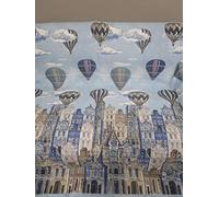 Pago Poco Copriletto Copritutto Matrimoniale Fantasia MONGOLFIERA E CITTA' 100% Cotone Misura 260x280 Colore:Celeste MADE IN ITALY!!!!