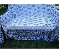 Pago Poco Telo Arredo Copritutto Matrimoniale FANTASIA GEOMETRICO STILE ETNICO Colore Azzurro..100% Cotone ...Misura:250X260