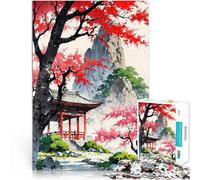 Pagoda del giardino giapponese puzzle 1000 pezzi per adulti Difficile da completare ma divertente e umoristico Decorazione murale Regali unici per compleanno e Natale 38x26cm