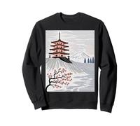 Pagoda Giapponese Monte Fuji Cherry Blossom Paesaggio Arte Felpa