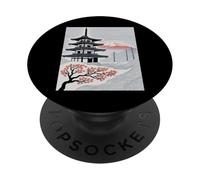 Pagoda giapponese Monte Fuji Cherry Blossom Paesaggio Arte PopSockets PopGrip Adesivo