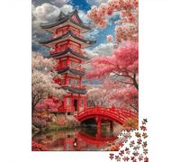 Pagoda Giapponese Puzzle 1000 Pezzi per Adulti Ponte Rosso Gioco di Puzzle 1000 Pezzi Relax Concentrazione Arredo Regalo 70x50cm/1000pcs