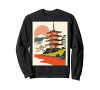 Pagoda Giapponese Tempio Monte Fuji Cherry Blossom Art Felpa