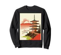 Pagoda Giapponese Tempio Monte Fuji Cherry Blossom Art Felpa
