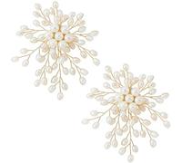 PAGOW 2 spille grandi con perle da donna, alla moda, a forma di fiore, con perle a grappolo, stile vintage, decorazioni per feste di nozze, colore: bianco