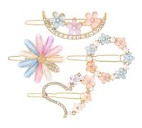 PAGOW 4 fermagli per capelli a forma di margherita, farfalla, fiore, forcine per capelli color oro glitterato con strass e cristalli, gioielli fatti a mano, accessori per matrimoni, balli di fine
