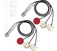PAGOW Set di 2 pickup per chitarra acustica, trasduttore piezoelettrico 3 in 1, contatto microfono, autoadesivo, con cicalino, per chitarra acustica elettronica, violino ukulele, 2 set