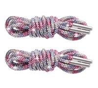 PAGOW Stringhe con strass glitterati, lacci rotondi per scarpe da ginnastica, cordoncini di ricambio con coulisse, Bianco Rosa Blu, 120cm