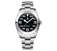 PAGRNE DESIGN Orologi per Uomini Movimento Meccanico Automatico Giapponese NH35 200 Metri Impermeabilità Giappone Cinturino In Acciaio Inox Antigraffio Vetro Minerale Nero Moderno(KB)