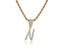 PAGUON Collana con zirconi a Catena Iniziale da Donna Uomo 26 Pendenti con Lettere maiuscole Gioielli con personalità di Moda Unisex Catena a Doppia Torsione da 45 cm