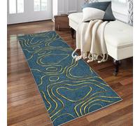 PaGuvFng Tappeto Runner Moderno Geometrico 50 x 140 cm Grigio Rosso Blu Nero Lavabile Antiscivolo Ingresso Interno