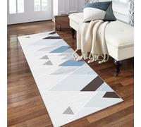 PaGuvFng Tappeto Runner Moderno Lavabile Antiscivolo 40 x 150 cm Grigio Rosso Blu Nero Geometrico Ingresso Cucina Corridoio