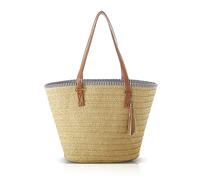 Pahajim Borsa di Paglia Borsa Estiva Shopper Donna Grande Capacità Borsetta Donna Borse Tracolla Fatto a Mano Stile Casual per Vacanze, Viaggi, Shopping