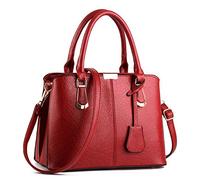 Pahajim Borsa Tracolla Donna PU Pelle Tote Bag Borsa a Spalla Borsetta Donna Elegante per Affari, Shopping e Viaggi(Grande rosso)
