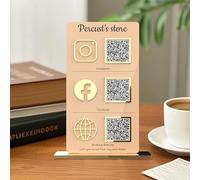 Pahdecor 3D acrilico QR Code Sign, personalizzato scannable Small Business Payment Plaque, Wifi Qr Code Signage, Multi Social Media Signage, Let's Be Social Decor Signage, Leave a Good Review Panel