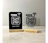 Pahdecor Acrilico personalizzato Personalizza Wifi QR Code Sign Personalizzato 4 "x6" WiFi Segno per gli ospiti Venmo Instagram Facebook Scansione per pagare Segni Sociali Bellezza Business Decor