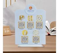 Pahdecor Cartello in acrilico con codice QR per social media, 30,5 x 38,1 cm, trasparente, satinato, 3D, multi WiFi, segnaletica per gli ospiti, scansione per pagare, adatto per saloni di bellezza