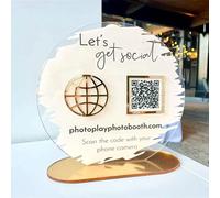 Pahdecor Cartello social media personalizzato con codice QR, segno di scansione per pagare, Facebook Instagram Business Sign Pagamento segno nomina, segno app contante, segno codice QR, segno di