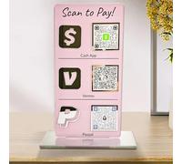 Pahdecor Codice QR 3D personalizzato Segno multiplo per social media Business Scan Pay Payment Instagram Cashapp Salone di bellezza Parrucchieri Insegne per estetista (trasparente)