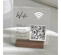 Pahdecor Codice QR WiFi 3D con base, segnaletica scansionabile, cartello personalizzato 5x5 pollici per gli ospiti, segnale di codice QR di password, modello modificabile