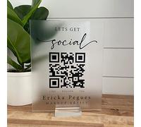Pahdecor Custom Business Social Media Multi QR Code Sign Venmo Instagram Plaque Scan to Pay Let's Get Social Signs Business Website Beauty Parrucchieri (Trasparente)