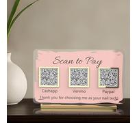 Pahdecor Custom QR Code Sign Paid Scan Sign Venmo Instagram PayPal CashApp Pop Up Review Targa Codice azienda Sito web Bellezza Parrucchieri (trasparente)