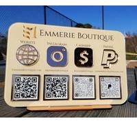Pahdecor Multi QR Code Instagram Facebook Business Social Media Sign, Cash App Sign, QR Code Sign, Scan to Pay Sign, QR Code Stand, CashApp Payment Sign, PayPal Payment Plaque, Pop Up Shop (giallo