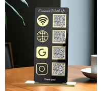 Pahdecor Personalizzato 3D Qr Code Signs, Acrilico Business Scan To Pay Code Signage, Personalizzabile Multi Social Media Instagram Venmo Cashapp Sign, Salone di bellezza Salone Office Table Decor
