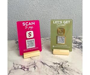 Pahdecor Personalizzato Business Acrilico Singolo Social Media Segno Codice QR personalizzato Venmo Instagram Placca Scansione per pagare Segni Sociali Codice Sito Web, Trasparente
