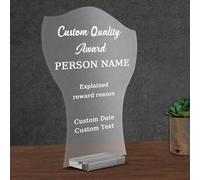 Pahdecor Targa personalizzata per trofeo premio per attività, in acrilico, trasparente, con base, trofeo personalizzabile (17,8 x 25,4 cm)