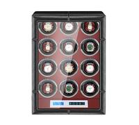 PAHION Caricaorologi Di Lusso Custodia Per Orologi Automatici Con Schermo LCD Luce LED E Motore Silenzioso 5 Modalità Di Rotazione Morbido Tessuto In Pelle Adattatore CA Incluso