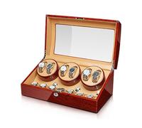PAHION Scatola Tempo Carica Orologi Automatici for Orologi da Donna E da Uomo PU Leder Uhrengehäuse con Motore Silenziosa Scatola Orologio A Carica Automatica in Cuoio(6+7)