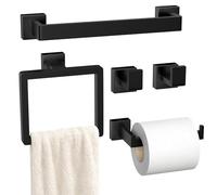 PAHSFS, Set di 5 accessori da bagno in acciaio inossidabile SUS304, portasciugamani da parete per il bagno, colore: nero opaco