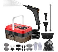 PAHTTO Pulitore a vapore multifunzionale per uso domestico, serbatoio dell'acqua da 1200 ml, display LCD e manico regolabile, tempo di riscaldamento di 15 secondi, per cucina, divano, auto, ecc.