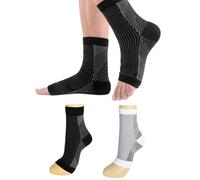 Paia di Calze a Compressione Graduata per Donna e Uomo - Cavigliera Ortopedica Elastica con Supporto Arco Plantare - Ideali per Running, Fascite Plantare e Distorsioni - Tessuto Rete Traspirante,L/XL
