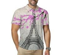 Paia Torre Eiffel Polo da uomo Golf Shirt Quick Dry T-Shirt Tennis Top Manica Corta, Stile:, L