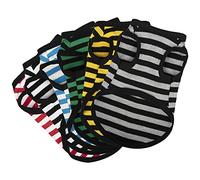 Paiaite Set di 6 camicie a righe: camicie senza maniche in cotone per cuccioli di cane, canottiere traspiranti per animali domestici, felpe colorate per cani di piccola e media taglia