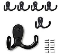PAIDASHU Confezione da 6 ganci doppi in metallo, ganci appendiabiti da parete con viti per appendere vestiti, cappelli, asciugamani, chiavi, utensili da cucina, per soggiorno, camera da letto, bagno