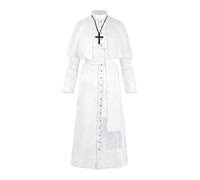 PAIDAXING Abito da sacerdote medievale vintage da uomo - Costume da clero gotico per costume - abito da sacerdote rinascimentale con bottoni a maniche lunghe per Halloween, gioco di ruolo
