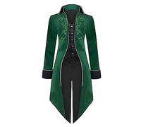 PAIDAXING Cappotto da donna medievale vintage, corto, ricamato, stile punk gotico, monouso, cosplay rinascimentale, costume di Halloween, giochi di ruolo, Verde, L