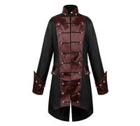 PAIDAXING Cappotto medievale rinascimentale punk da uomo, costume da corte reale doppiopetto, vestito vintage letterario retrò, costume da principe retrò, cosplay di Halloween, giacca per giochi di
