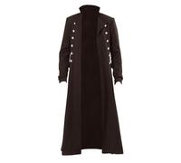 PAIDAXING Cappotto medievale vittoriano steampunk da uomo, colletto alto, uniforme, gotico, rinascimentale, cosplay, Halloween, gioco di ruolo letterario retrò, giacca travestimento, marrone, XXL