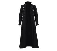 PAIDAXING Cappotto medievale vittoriano steampunk da uomo di media lunghezza con colletto rialzato, cosplay gotico rinascimentale, costume di Halloween, gioco di ruolo letterario retrò, giacca per