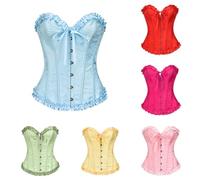 PAIDAXING Corsetto da donna con lacci e stecche, bustier nero, modellante, intimo modellante, bustier, taglia grande, costume di Halloween, abito da donna retrò, push-up, A1-blu., XS